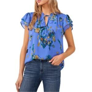 CeCe Women's Tropic Night Island Oasis Flutter Sleeve Blouse Top Size XL NWT